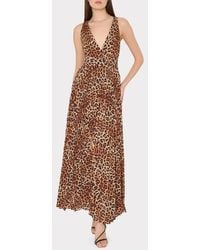 MILLY - Oria Leopard Print Plunge Neck Maxi Dress - Lyst