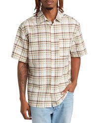 TOPMAN - Textured Check Short Sleeve Button-up Shirt - Lyst