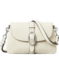 Tory Burch - Small T Monogram Soft Pebble Leather Shoulder Bag - Lyst