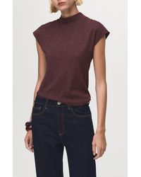 Mango - Mock Neck Cap Sleeve Knit Top - Lyst