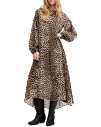 AllSaints - Jane Long Sleeve Leopard Print Dress - Lyst