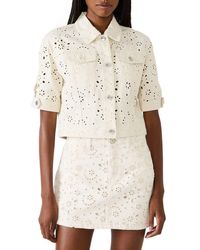 Steve Madden - Blu Elbow-Sleeve Cotton Eyelet Jacket - Lyst