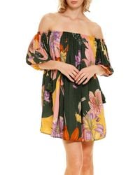 Agua Bendita - Liberty Vitero Floral Off The Shoulder Cover-up Minidress - Lyst