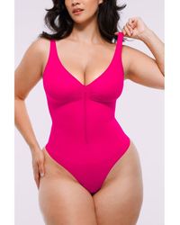 Shapellx - Skin Flow Zipper Front Thong Bodysuit - Lyst