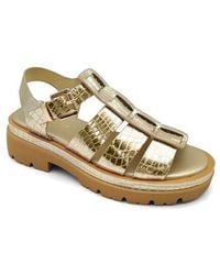Kenneth Cole - Herron Lizard Embossed Lug Sole Sandal - Lyst