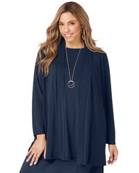 Jessica London - Stretch Knit Open Front Knit Topper - Lyst