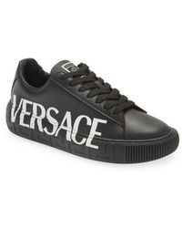 Versace - La Greca Logo Leather Sneakers - Lyst