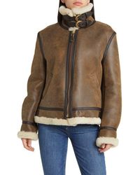 Schott Nyc - Genuine Shearling & Leather Bomber Jacket - Lyst