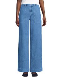 Lands' End - Soft Denim High Rise Wide Leg Utility Jeans - Lyst