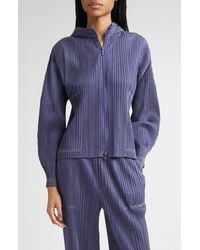 Pleats Please Issey Miyake - Trompe L'Oeil Pleated Full Zip Jacket - Lyst