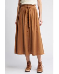 The Great - The Treeline Cotton Blend Midi Skirt - Lyst