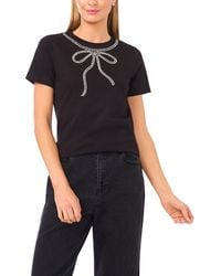 Cece - Rhinestone Bow Embellished Cotton T-Shirt - Lyst
