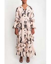 The Lulo Project - Gaucho Horse Print Long Sleeve Ruffle Maxi Dress - Lyst