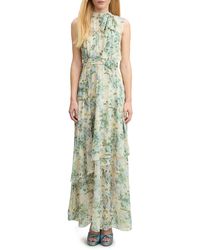 LK Bennett - Robyn Floral Metallic Dot Silk Blend Dress - Lyst