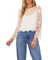 Vince Camuto - Open Stitch Lace Top - Lyst