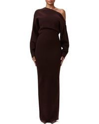 Naked Wardrobe - One-Shoulder Long Sleeve Maxi Sweater Dress - Lyst