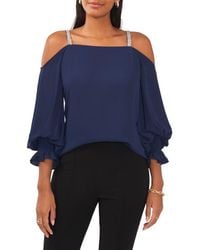 Chaus - Rhinestone Trim Cold Shoulder Top - Lyst