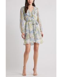 Chelsea28 - Floral Ruffle Trim Long Sleeve Chiffon Minidress - Lyst