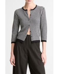 Vince - Gingham Check Wool & Cotton Blend Cardigan - Lyst