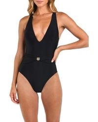 L'Agence - Lisa Solids Plunge One-Piece Swimsuit - Lyst