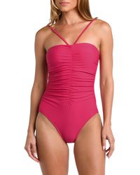 L'Agence - Aubrey Ruched One-piece Swimsuit - Lyst