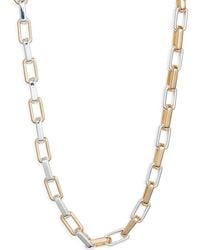 Open Edit - Two Tone Rectangle Link Chain Necklace - Lyst