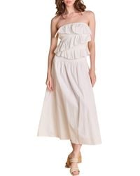 Endless Rose - Mixed Media Ruffle Strapless Maxi Dress - Lyst