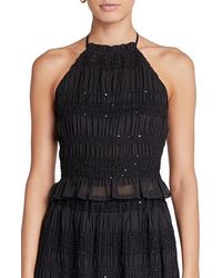 Endless Rose - Sequin Shirred Open Back Chiffon Halter Top - Lyst