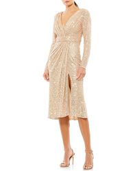 Ieena for Mac Duggal - Sequin Long Sleeve Cocktail Dress - Lyst