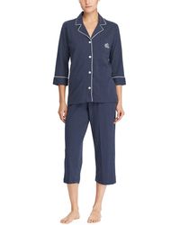 Lauren by Ralph Lauren - Knit Crop Cotton Pajamas - Lyst
