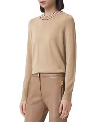 Burberry - Tilda Stripe Collar Cashmere Sweater - Lyst