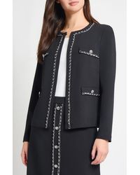 Ming Wang - Heritage Fit Chain Trim Deco Crepe Jacket - Lyst