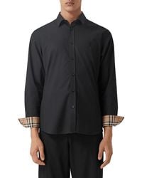 Burberry - Sherwood Monogram Motif Slim Fit Stretch Poplin Button-up Shirt - Lyst