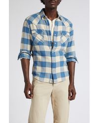 Ralph Lauren - Slim Fit Buffalo Plaid Cotton & Linen Twill Western Snap-up Shirt - Lyst