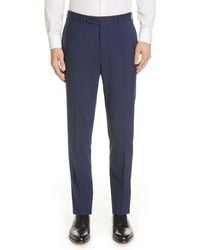 Canali - Flat Front Classic Fit Solid Stretch Wool Dress Pants - Lyst