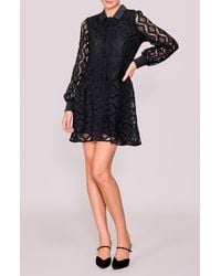 MELLODAY - Button Front Long Sleeve Lace Minidress - Lyst