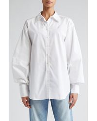 BITE STUDIOS - Crinkled Sleeve Organic Cotton Poplin Button-up Shirt - Lyst