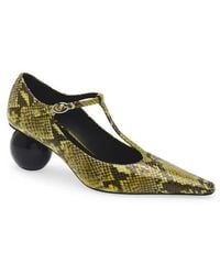 Marni - Orb T-Strap Pointed Toe Snakeskin Embossed Leather Pump - Lyst