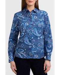 Foxcroft - Hampton Paisley Print Cotton Poplin Button-Up Shirt - Lyst