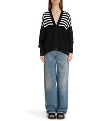 Givenchy - Oversize Stripe 4g Patch V-neck Cardigan - Lyst
