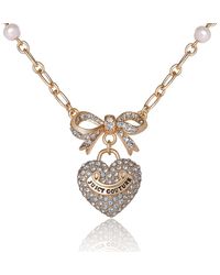 Juicy Couture - Tone Pearl Heart Pendant Necklace - Lyst