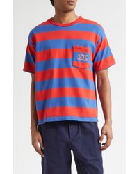 Bode - Clubhouse Logo Embroidered Stripe Pocket T-Shirt - Lyst