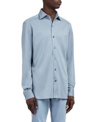 Zegna - Regular Fit Cotton & Silk Button-up Shirt - Lyst