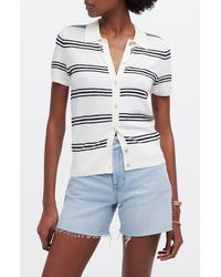 Madewell - Stripe Knit Short Sleeve Button-up Shirt - Lyst