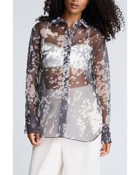 Kenneth Cole - Print Sheer Button-Up Shirt - Lyst