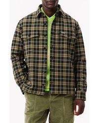 Lacoste - Oversize Plaid Flannel Button-Up Overshirt - Lyst