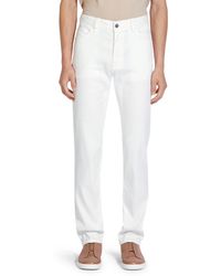 Zegna - Roccia Garment Dyed Stretch Linen & Cotton Slim Fit Jeans - Lyst