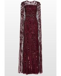 Jenny Packham - Ruby Sequin-Embellished Cape Maxi Dress - Lyst