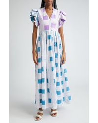 Busayo - Ajala Square Batik Print Cotton Maxi Dress - Lyst