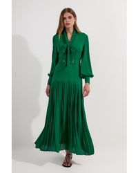 Karen Millen - Jersey Ponte Georgette Mix Midi Dress - Lyst